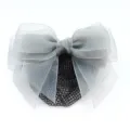 Nœud de cheveux en organza gris accessoire de pince à cheveux pro 12x9cm style - Maille Fine / Gris