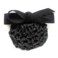 Black hair net for women bun maker bow hairpin professional hotel staff hair accessory - Black Coarse Mesh