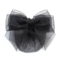 Pince à cheveux avec filet nœud papillon en organza noir accessoire pro 12x9cm variante - Maille Fine / Noir
