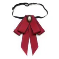 Red professional bow tie for women, vintage pearl brooch collar flower for shirt uniform. - Wine Red Collar Bowtie