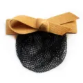 Yellow corduroy bow hair net bun cover clip for women professional staff wear 12x4cm - Turmeric Fine Mesh