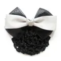 Black and White Bow Hair Net for Women Professional Hair Clip Bun Cover Variant - 01-Silver Gray Coarse Net