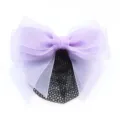 Filet à chignon avec nœud en mousseline violette, accessoire de coiffure professionnel et élégant. - Maille Fine / Violet Clair