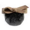 Brown bow hair net clip professional bun maker for hotel flight attendant work hair accessory - Khaki Fine Mesh