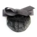Dark grey bow hair net clip, elegant bun cover hair accessory for women office uniform. - Dark Gray Fine Mesh