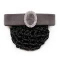 Elegant grey velvet rhinestone hair net clip professional hair bun cover accessory item - Dark Gray Coarse Mesh