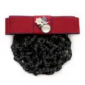 Professional hair net bow with decorative brooch, perfect for workplace and formal wear. - 02-Red Coarse Net