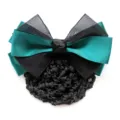 Retina per capelli professionale con fiocco verde scuro e nero per chignon da lavoro variante. - Verde Scuro Maglia Grossa