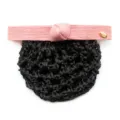 Professional hair net bun cover with pink corduroy bow and metal decor for nurses and flight attendants. - Pink Coarse Mesh