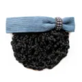 Blue bow hair net professional hair clip bun maker with pearls for women styling accessories - Sky Blue Coarse Net