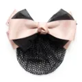 Retina per capelli professionale con fiocco in raso rosa e accessorio per chignon. - Rosa Maglia Fine