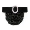 Schwarzes Samt Haarnetz mit Strass Oval Schnalle elegante Berufs Haar-Accessoire Stil - Schwarz Grobes Netz