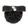Professional black hair net bow bun cover for hotel airline postal uniform hair accessory. - Black Coarse Mesh
