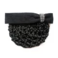 Black hair net bun cover with pearl rhinestone bow, professional hair accessory for women. - Black Coarse Mesh