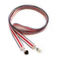 Women preppy style striped ribbon tie with cute heart and pearl pendants for shirts. - Red, White and Blue Stripes