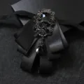 Black multi-layer rhinestone bow tie collar brooch for men suit shirt formal accessories variant - Black