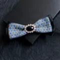 Men's fashion bow tie blue jacquard crystal rhinestone formal neckwear accessory - Five-Pointed Star