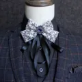 British style oversized men's bow tie stage host groom wedding tuxedo neckwear accessory - White Leaf