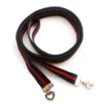 Elegant black red stripe choker ribbon with pearl heart pendant for shirt collar decor. - Red and Black Velvet