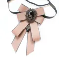 Mens rhinestone bow tie formal collar flower exquisite stage performance party neck accessory - Khaki