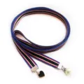 Women's striped ribbon tie neckwear with pearl and heart pendants college style fashion accessory - Blue Red And White Stripes