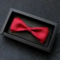Red double-layer striped bow tie for men, stylish formal wear accessory for suits and shirts. - 04-Striped Red