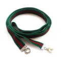 Green red striped ribbon choker necklace with pearl heart pendant vintage collar accessory - Red and Green Stripe
