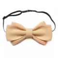 Khaki layered bow tie with pink trim and adjustable black strap for men formal wear SKU - 01-Yellow with Pink Edge