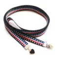 Chic college style striped ribbon necktie for women, featuring lovely heart and pearl pendants. - Multi-color Striped