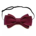 Men's burgundy double layer bow tie with gold trim adjustable black strap formal wear - 03-Burgundy with Apricot Edge