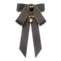 Dark Grey JK Bow Tie Collar Ribbon Vintage Pearl Pendant Uniform Accessory Style - Dark Gray
