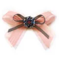 Fiocco JK rosa per uniforme scolastica con nastro a righe e bellissimo cristallo. - 01-Rosa