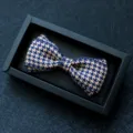 Farfallina Doppia Uomo Pied de Poule Blu Beige in Scatola Regalo per Cerimonia - 07-Pied-de-poule Rosa