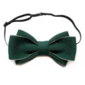 Dark green layered men's bow tie with adjustable black strap for formal wear and suits - 05-Green with Apricot Edge