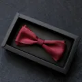 Farfallino doppio bordeaux da uomo classico abito matrimonio cerimonia elegante accessorio - 08-Bordo Twill Rosso