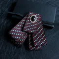 Nœud papillon multicouche pour homme avec motif pied-de-poule rouge et noir et broche cristal - Étoile Rouge