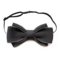 Classic black double-layered bow tie with gold trim for men formal dress neckwear setup. - 07-Gray with Apricot Edge