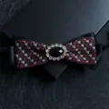 Men elegant rhinestone bow tie jacquard ribbon crystal tuxedo neckwear stylish accessory - Red with Stars