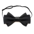 Mens black double layer bow tie with adjustable elastic strap and buckle for formal wear. - 08-Black
