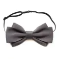 Men's grey double-layered bow tie with adjustable black strap and buckle for formal wear. - 09-Dark Gray