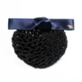 Dark Blue Bow Hair Net Bun Cover Professional Snood Hair Clip for Women Flight Attendant - Coarse Mesh / Navy Blue
