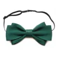 Dark green double-layered men's bow tie with adjustable black elastic strap for formal wear. - 13-Dark Green