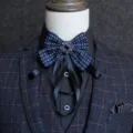 British style men's bow tie formal cravat for wedding groom party host performance - Color Dot Blue