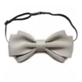 Men's grey double layer bow tie with adjustable black strap for formal wedding shirt suit. - 15-Light Gray