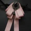 Papillon rosa uomo spilla cristallo nero vintage vestito matrimonio festa elegante cravatta - Banda di Cotone Rosa
