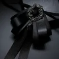 Cravatta a farfalla nera uomo vintage spilla strass smoking matrimonio festa per collo - Nero