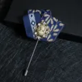 Vintage Bleu Tissu Ruban Broche Cameo Strass Épingle de Revers Accessoires Costume - 21