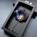 Vintage cameo brooch and elegant fabric ribbon lapel pin for men suit and shirt. - Matte Black (01)