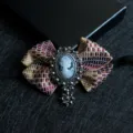 Vintage cameo bow tie for men women, retro fabric ribbon collar brooch pendant accessory - 06