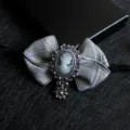 Vintage cameo brooch bow tie retro gothic collar flower for suit uniform elegant costume accessory. - 09